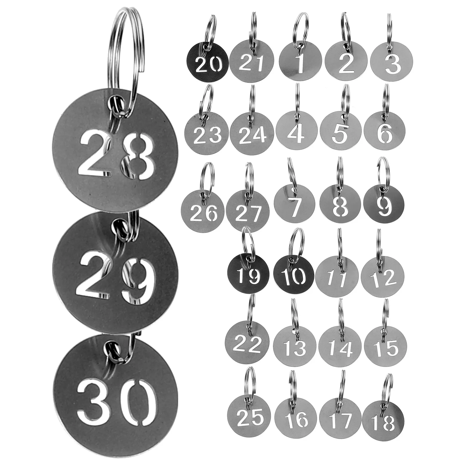

30pcs Tags Stainless Steel Circular Labels Key Tags With Ring for Keys Luggage Locker Organization Metal Keychain Tag