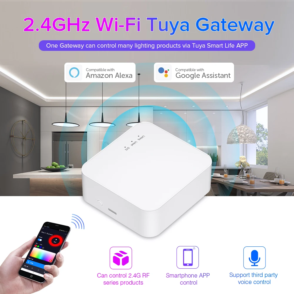 Tuya 2.4GHz WiFi Gateway DIM CCT RGB RGBW RGBCCT LED Strip for C01RF - C04RF LM051 Controller Tuya Smart Life Alexa Google Home