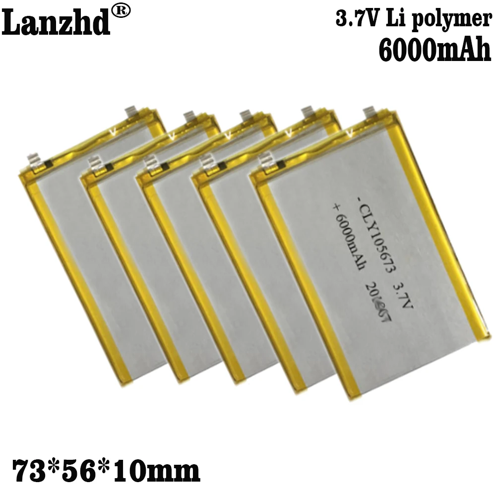 1-10pcs New 3.7V polymer battery 905465 105565 105673 6000mAh For GPS mobile power device  line power bank tablet