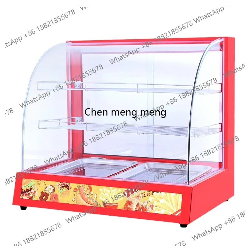 

Красный изогнутый трехслойный электрический стеклянный изоляционный шкаф, изоляционный витрина для пищевых яичных пирогов, коммерческий