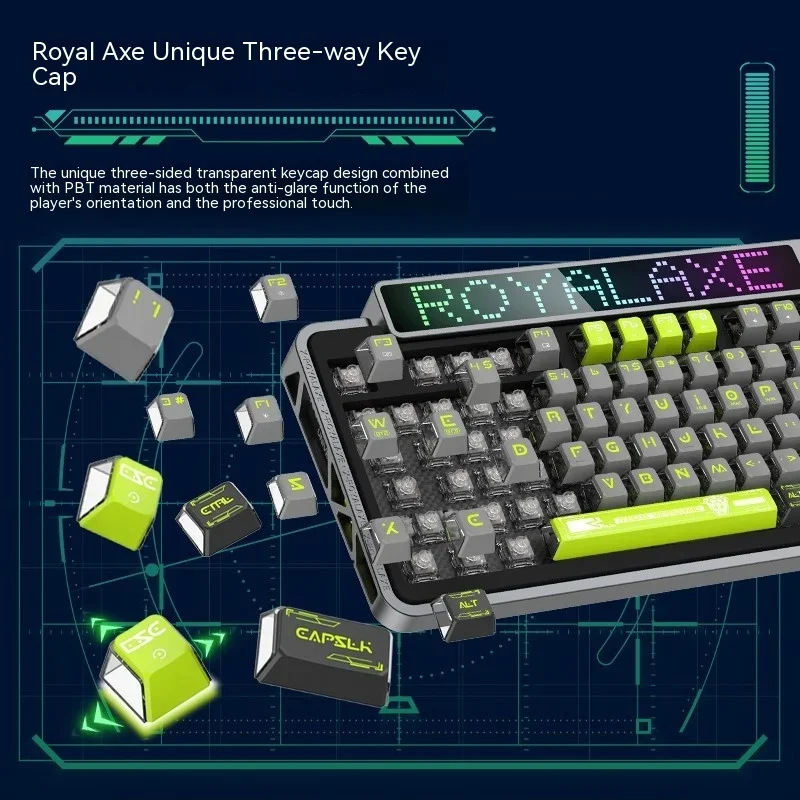 Royal Axe XL98 Mechanical Keyboard Wireless Tri-mode DIY Smart Screen Hot Swap Gasket Multimedia Knob Custom Gaming Keyboard