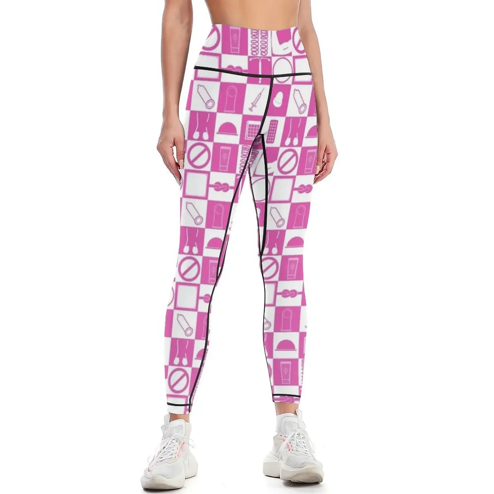 Contraception Checkboard- Pink Leggings gym's sportswear Sportswear woman gym Sports female gym wear Womens Leggings
