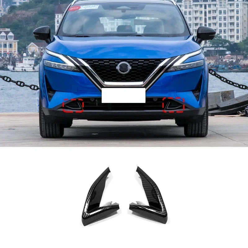 For Nissan Qashqai J12 2022 2023 Carbon Fiber Front Bumper Rear Fog Lights Eyelid Eyebrow Brakelight Cover Exterior Accessories