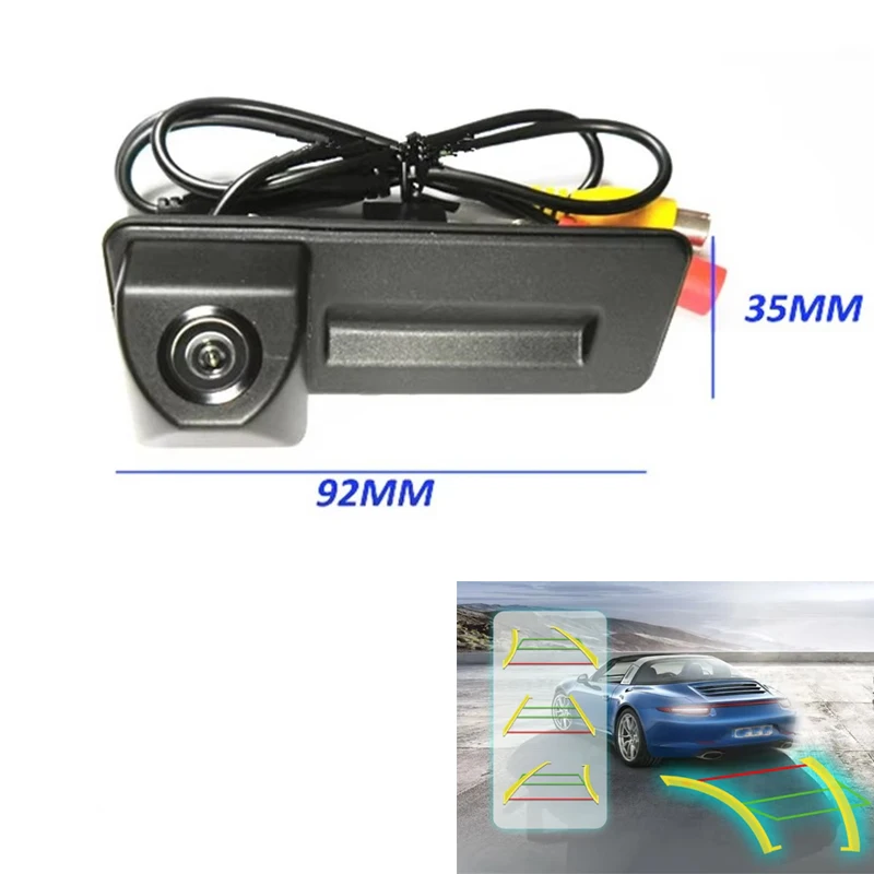 For Skoda Roomster Fabia Octavia Yeti Superb Trunk Handle 92*35mm HD CCD Reversing Trajectory Tracking  Car Backup Camera