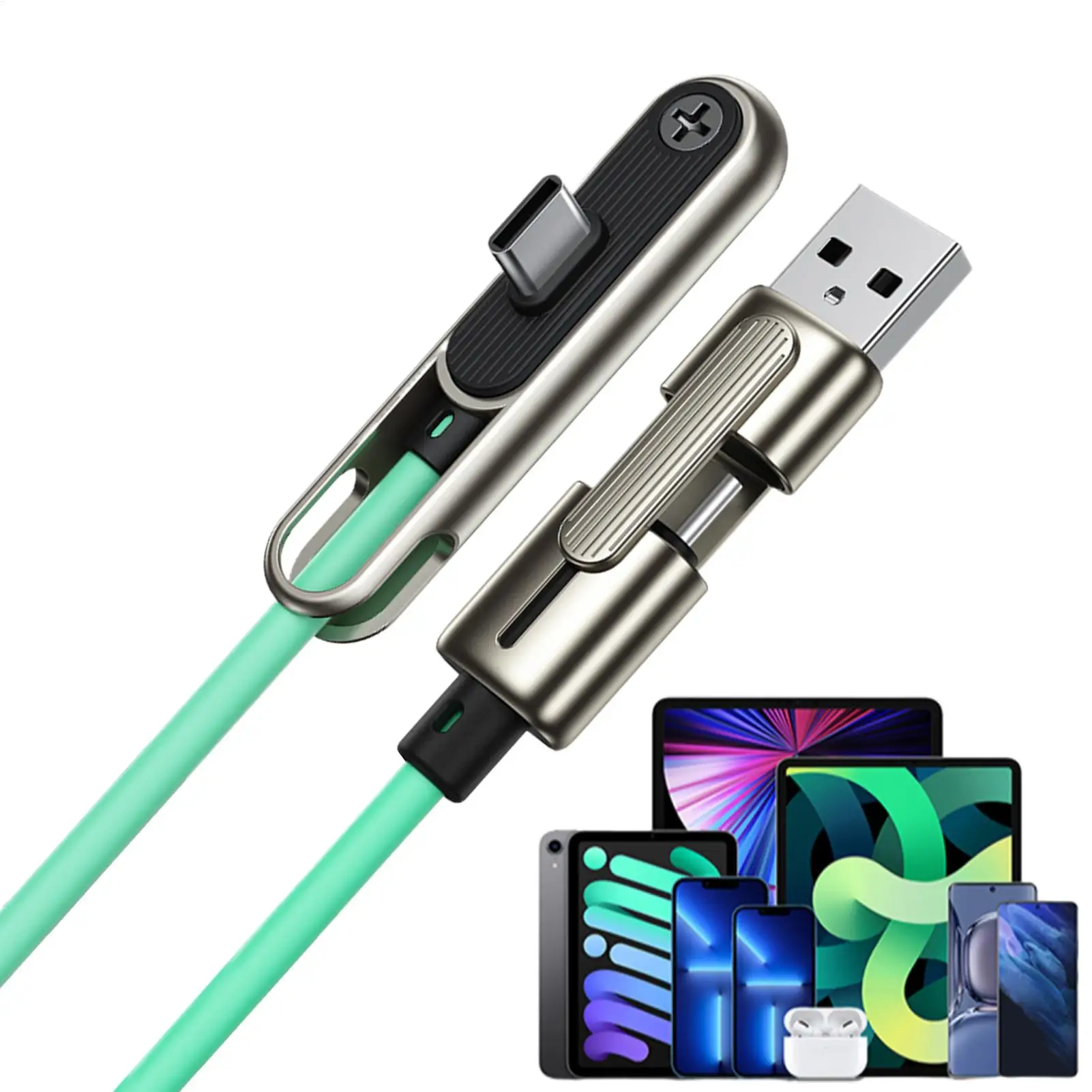 240W Stand Data Cable Double Head Foldable Sideways Fast Charging Cord 2 In 1 Invisible Holder Charger Cable Stand for Outdoor