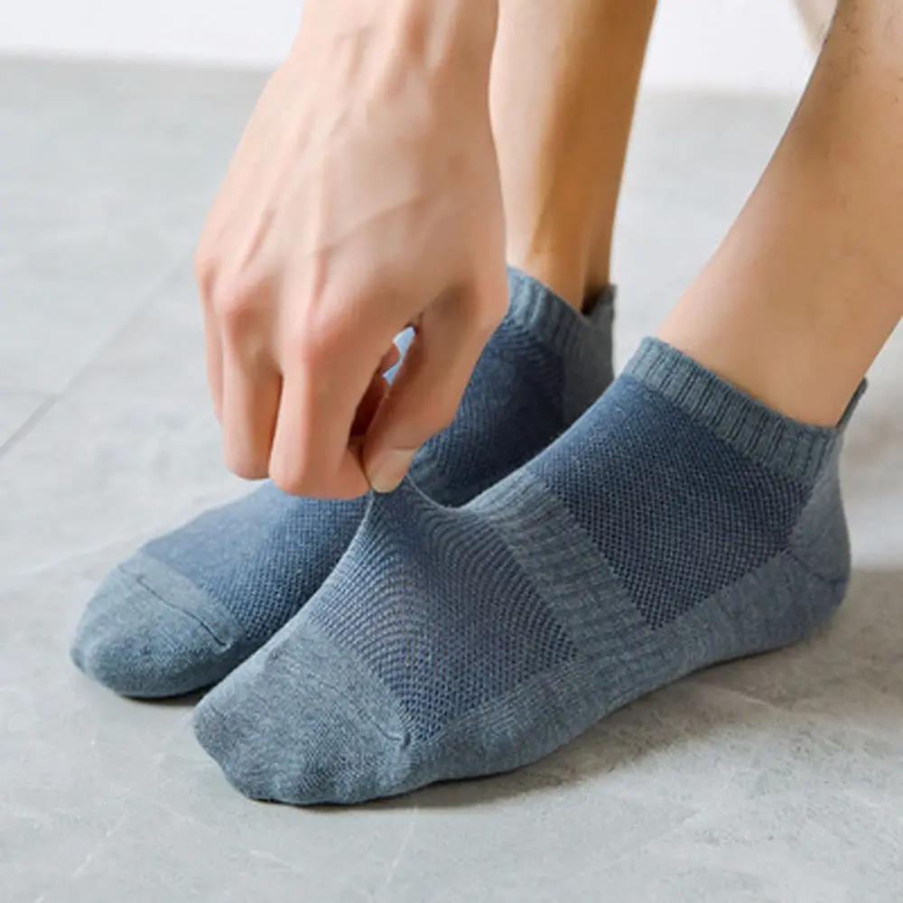 

Простые повседневные однотонные хлопковые сетчатые чулочно-носочные изделия, низкие носки, носки-лодочки, мужские носки