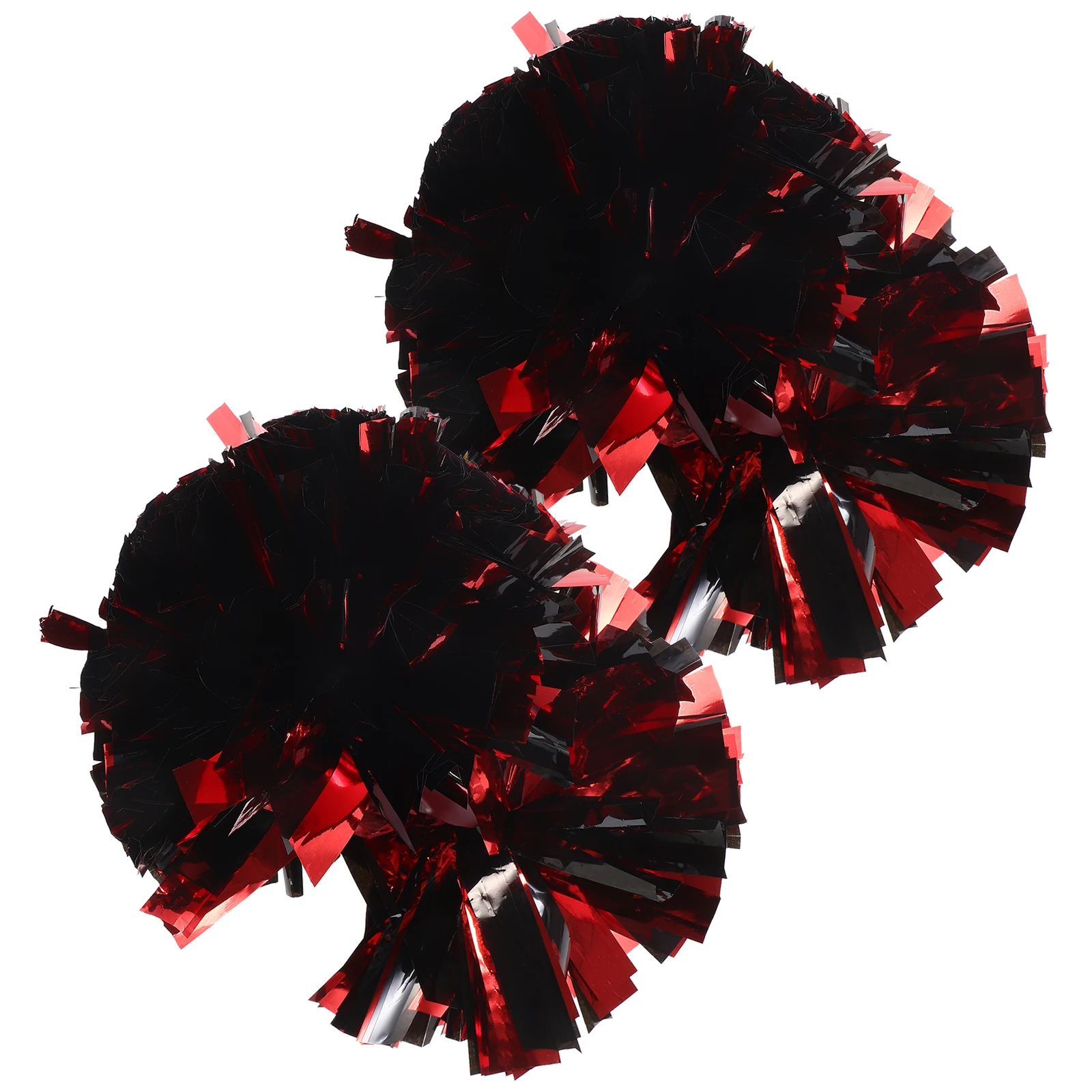 

2 Pcs Black Red Pom Poms 4 Inch Reusable PET Material Cheerleading Props Dance Gymnastics