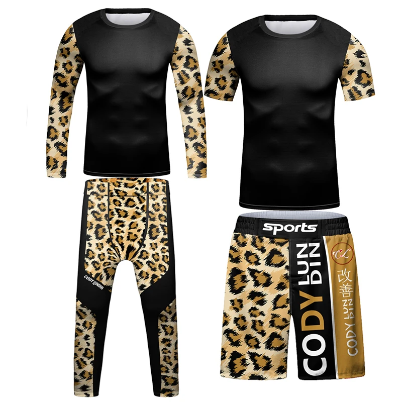 Jiu jitsu kids MMA T-shirt+Shorts+Pant Sets Rashguard For Children Bjj Kickboxing Muay Thai Fight Boy Boxing Jerseys Grappling