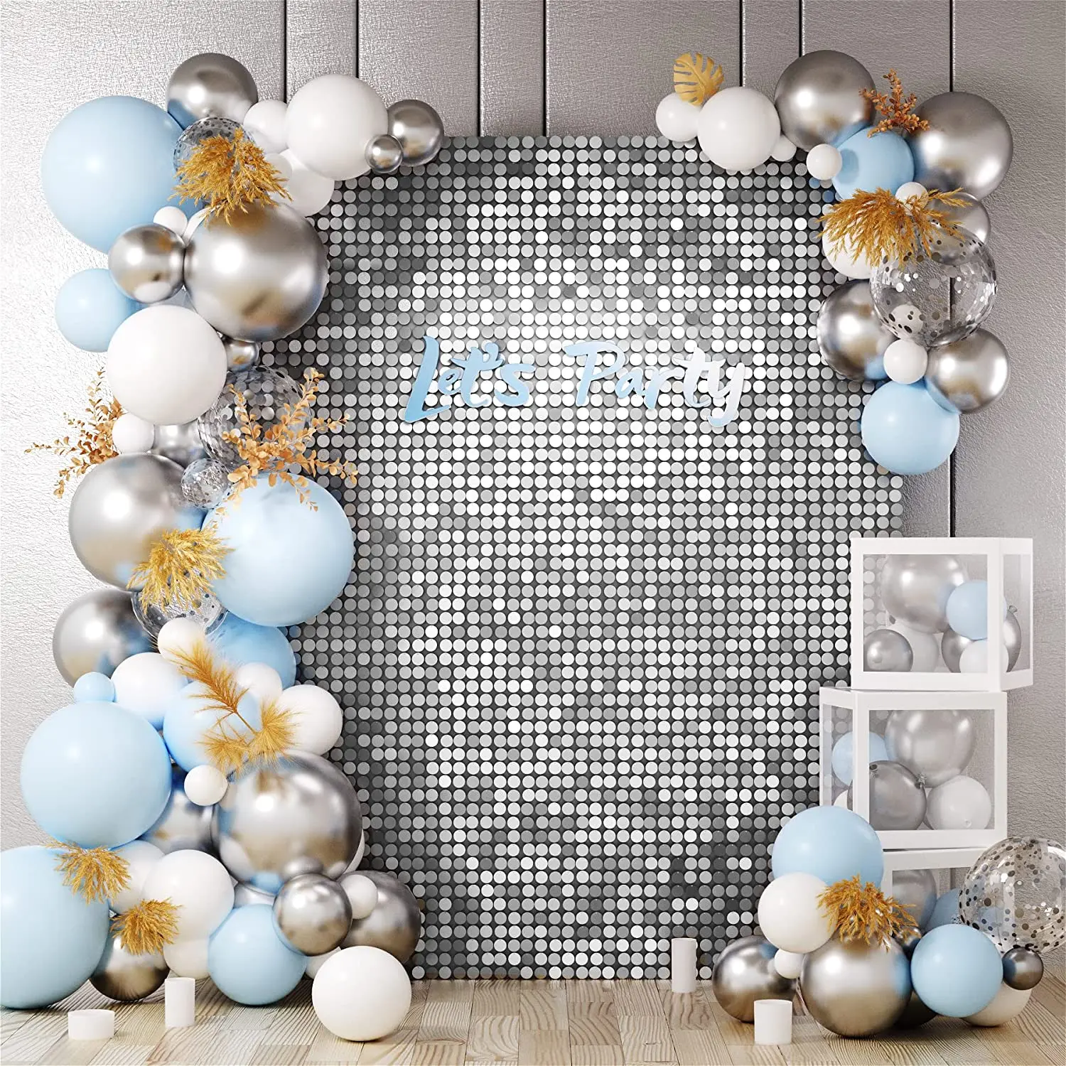 

30*30cm Transparent Sequins Background Wedding Birthday Party Stage Decoration Flash Silvery Mirror Shimmer Wall Panels Backdrop