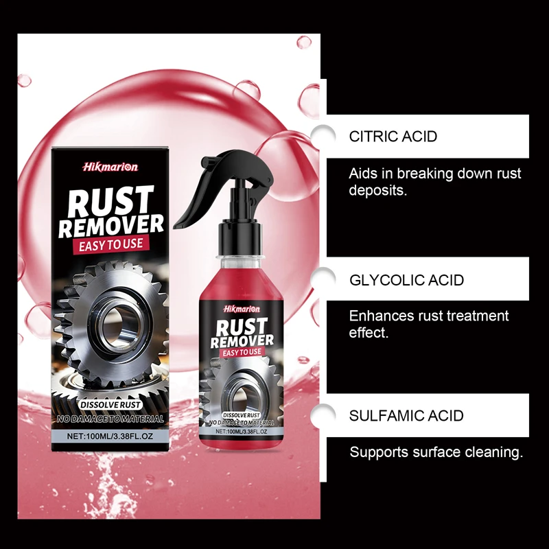 Car rust remover car wheel care quick remover car exhaust pipe rust removal spray clean metal iron powder stains