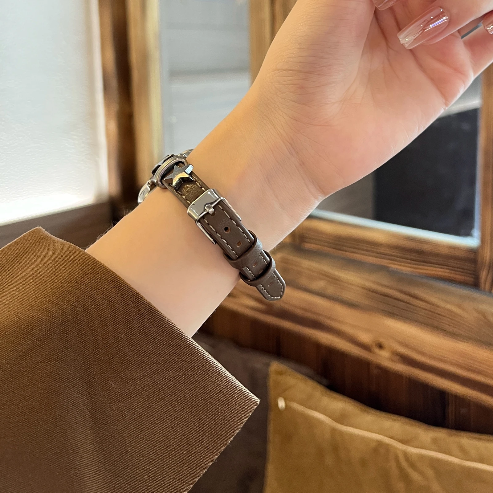 سليم ستار ل سوار ساعة أبل النساء الترا 10/9/8/7/6/5/4/3/2/1 SE 38 مللي متر 40 مللي متر 41 مللي متر 42 مللي متر 44 مللي متر 45 مللي متر 46 مللي متر حلقة جلدية