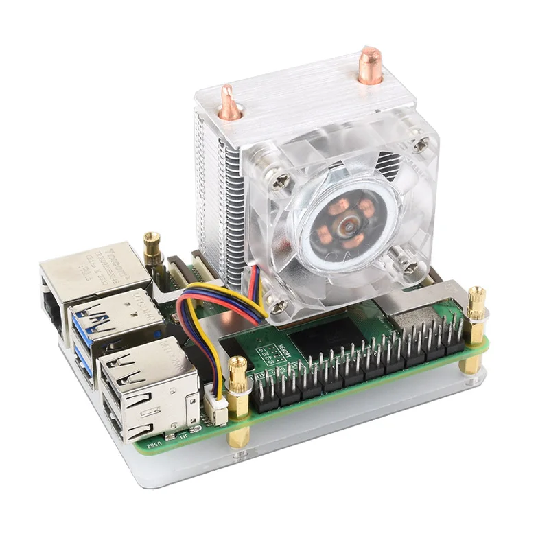 ICE Tower Higher RGB Fan for Raspberry Pi 5 CPU Cooler U-Shaped Copper Tube Fins Pi5