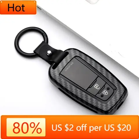 Listwy wewnętrzne z włókna węglowego, etui na kluczyk samochodowy ze stopu, pilot zdalnego sterowania do Toyota CHR C-HR Prado Prius Camry Corolla RAV4 2018 2019 202