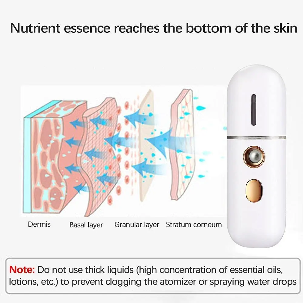 AA96 Portable Steamer, Mini USB Humidifier, Nano Sprayer, Handy Face Steamer Mist Machine