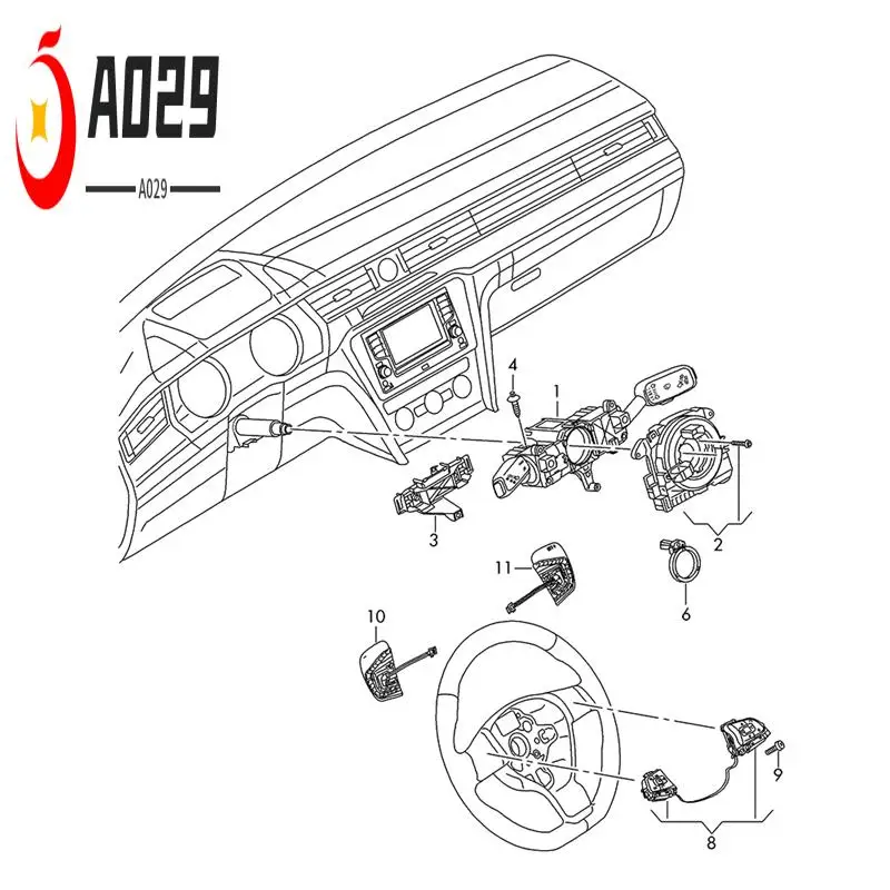 

A029-5G0959442P Steering Wheel Multi-Function Buttons For E-Golf Golf Variant R32 Teramont