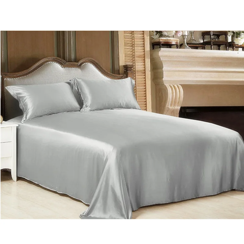 New 100% Pure Mulberry Silk Bedding Set 3PCS 19MM Seamless Silk Flat Sheet &Envelope Pillowcase Stain Silk Sheet Pillowcase Sets