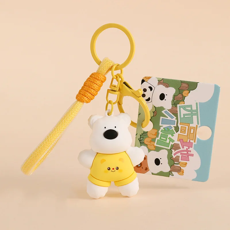 Cool Panda Clothes West Highland Repair Dog Car Key Pendant Keychain Cute Snotty Capybara Clothes West Highland Dog Keyring Doll