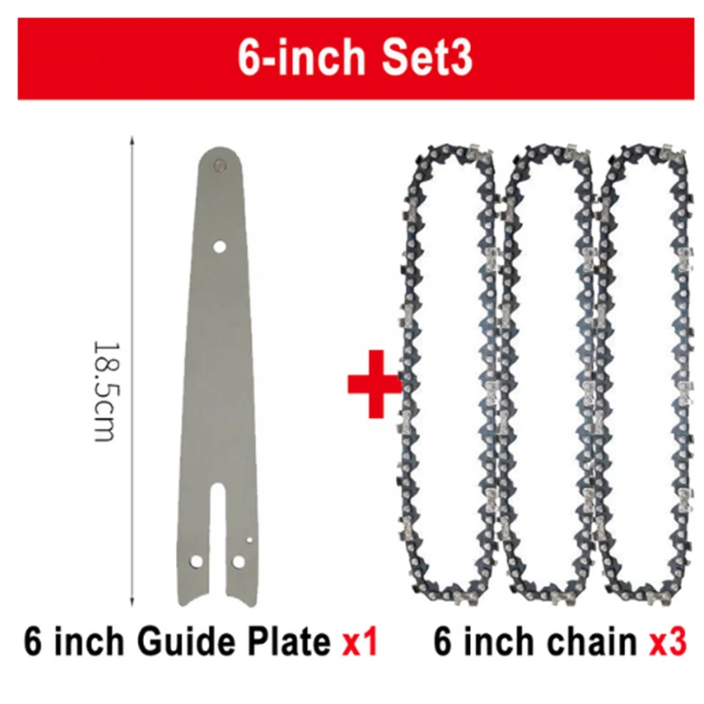 1/4 Kettingzaag Kettinggeleider 6 Inch Draagbare Elektrische Zaag Mini Kettingzaag Houtkap Mes Snoeien Kettingzaag Accessoires