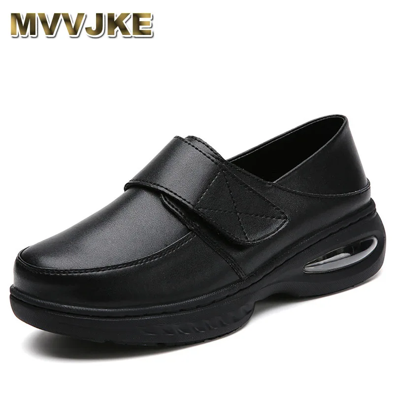 

Fall Winter Genuine Leather Nurse Shoes Women's Soft Bottom Breathable Anti-Slip Black Work Shoes Comfortable