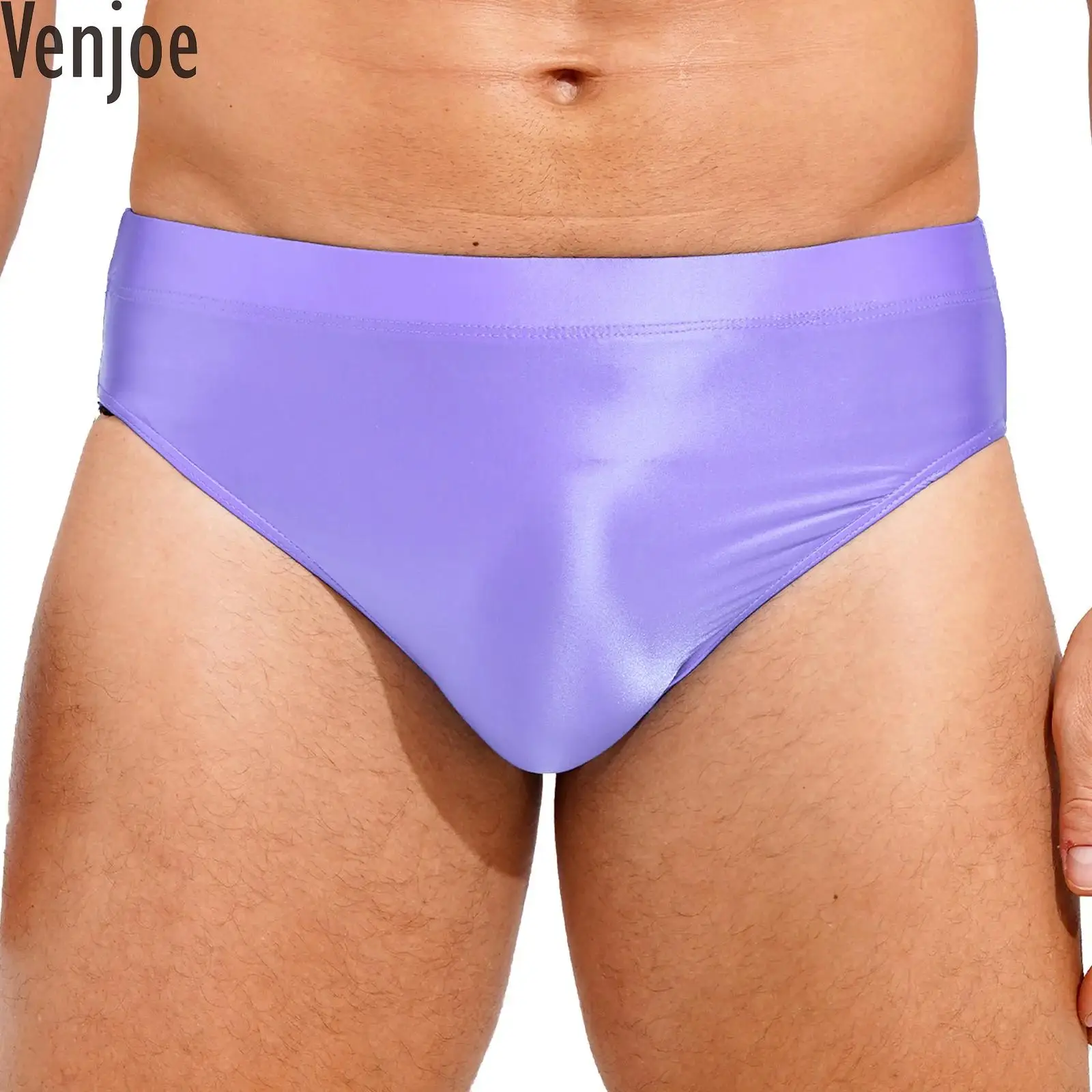 

Mens Shiny Glossy Panties High Waist Boxer Briefs Solid Color Underpants Stretchy Thong Underwear Cheeky Bottom Swimwear