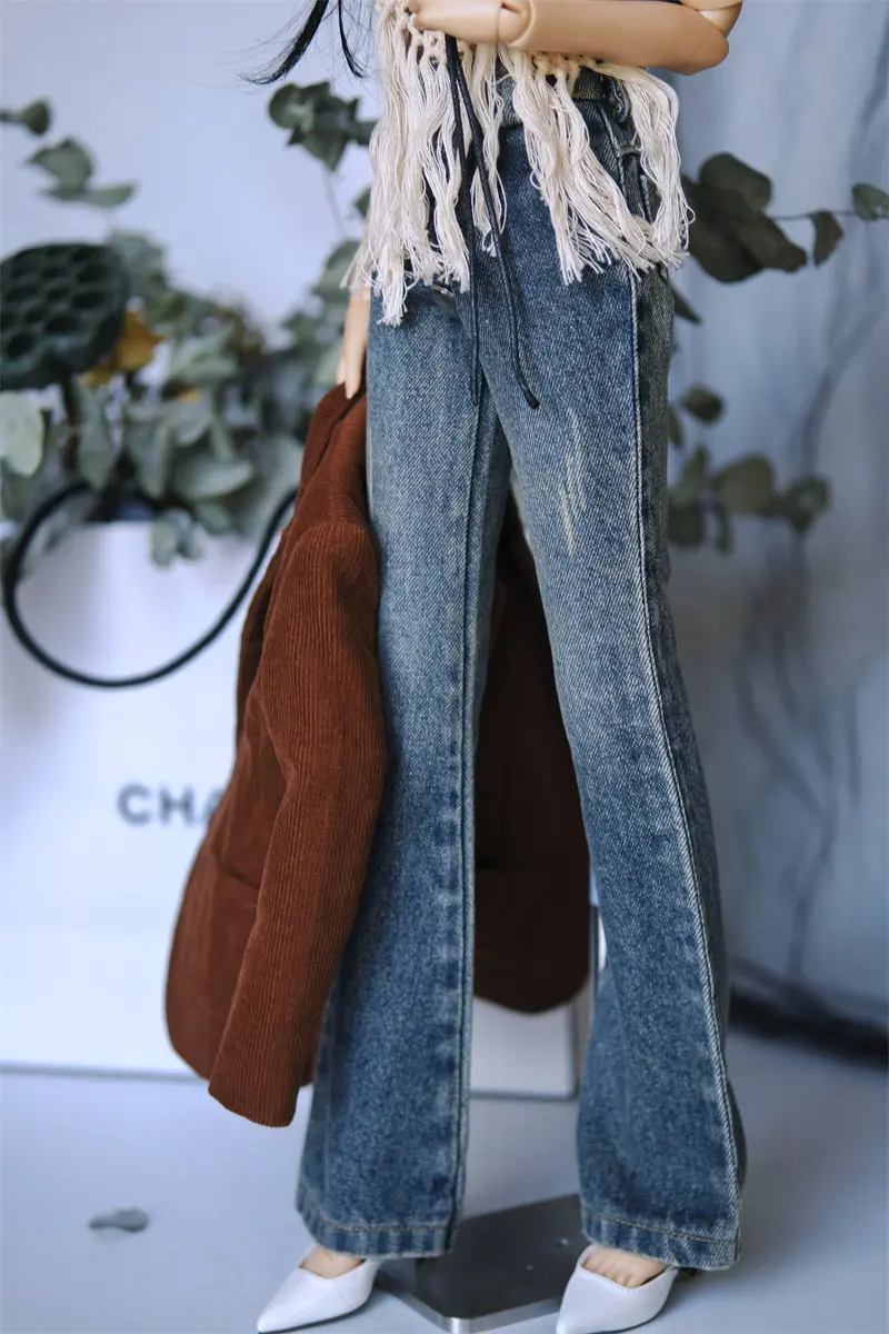 BJD Puppe Jeans Kleidung Blau Mädchen Spielzeug Elegante 1/3 1/4 Boot-cut Hosen Denim Serie Retro Waschen Micro Breite bein Puppe Zubehör – Detail 23