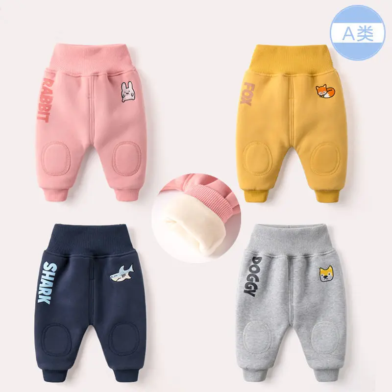 Baby Winter Solid Color New Plush Elastic Waist Pants 2023 Autumn Multi Color High Waist Pants Casual Comfort Versatile Pants