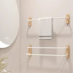 White Bathroom Wood Aluminum Towel Hanger Wall Mounted Towel Rack Wood Towel Bar Rail Bathroom Accessories