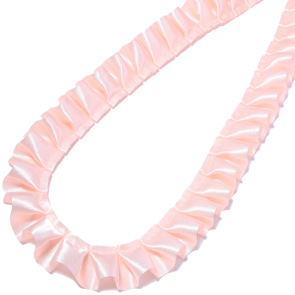 3 Yards 2,5 cm farbiges Satin-Plissee-Spitzenband mit Rüschenbesatz für Kleider, Kleidungsstücke, Nähen, Dekoration, DIY-Bastelarbeiten, Vorhänge, Taschen, Heimdekoration – Detail 12