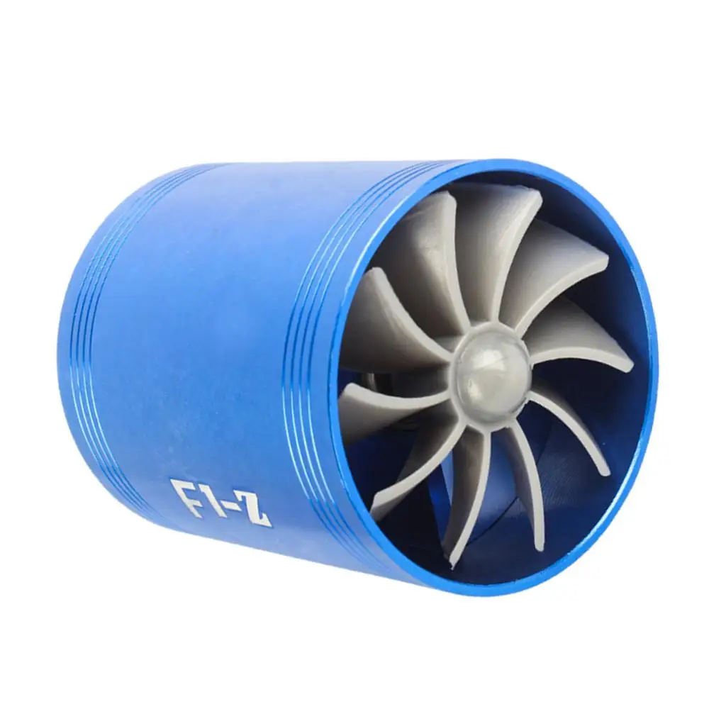 Double Turbine Air Intake Gas Fuel Saver Fan Universal Turbocharger Kit Super Charger for Vehicles