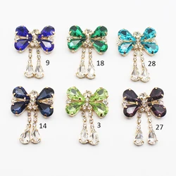 Exquisite 25*36MM 5Pcs Alloy Diamond Bow Metal Brooch Pendant DIY Clothing Gift Box Hat Invitation letter Decoration Crafts