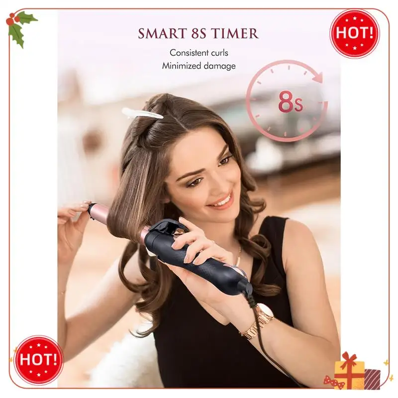 ABLE-Automatic Fast Heating Rotary Curling Iron, Temperature Curling Iron, Dual Voltage  Curling Iron EU Plug
