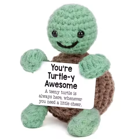 Mini Funny Turtle Christmas Birthday Gifts for Women Men Grandkids Stocking Stuffers Cute Stuff Positive Crochet Decorations