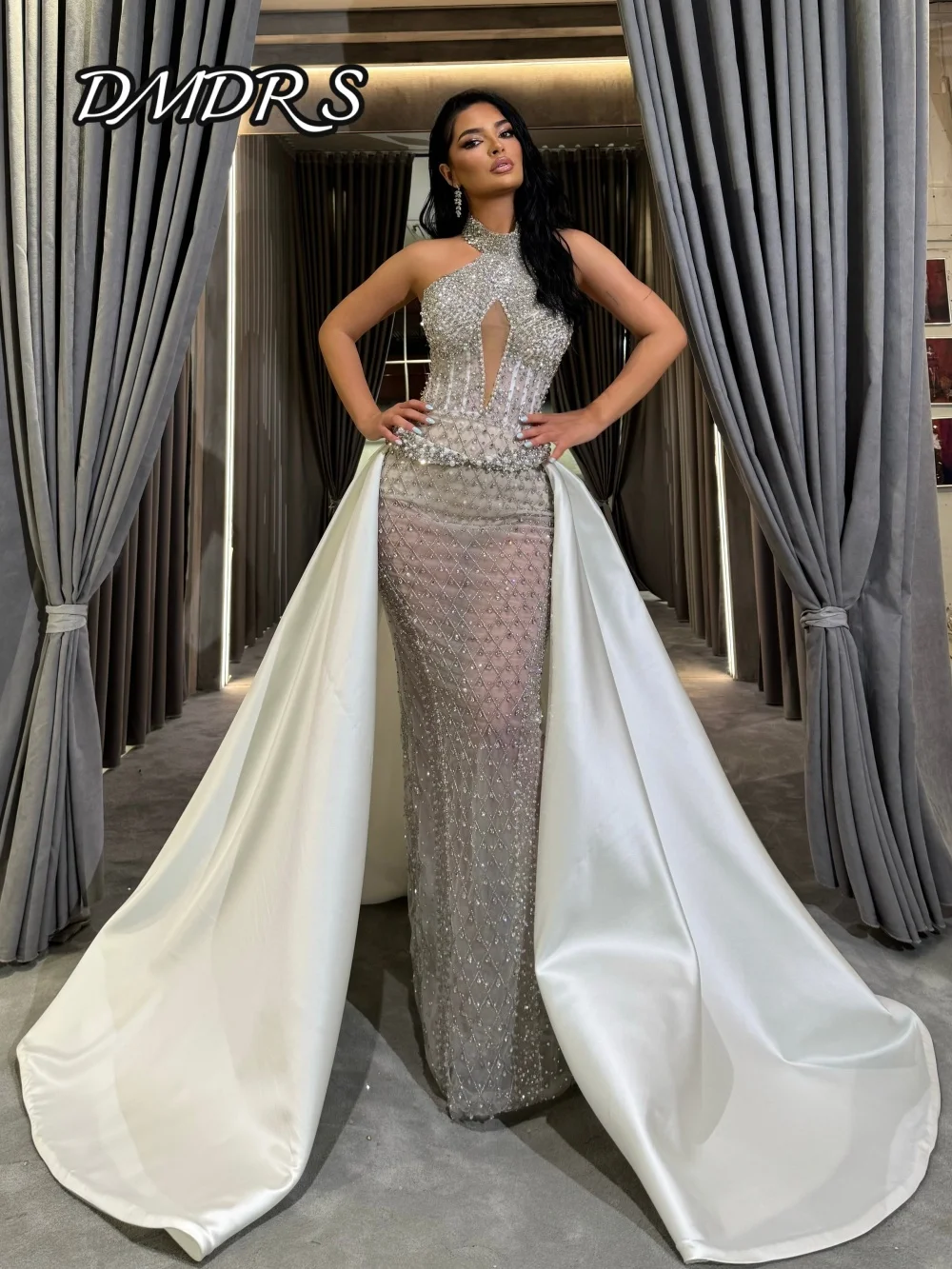 

Romantic Sleeveless Evening Dress 2025 Classic Crystal Beaded Party Gown Elegant A-line Floor Length Party Dresses فساتين سهرة
