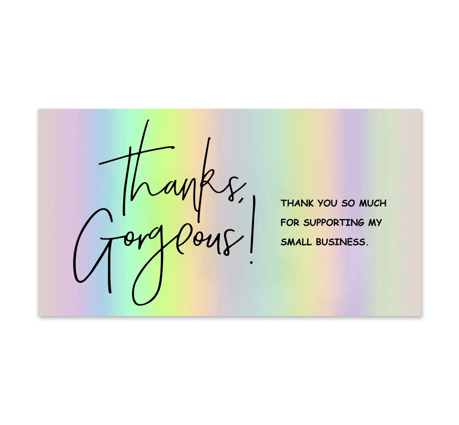 Tarjetas holográficas plateadas de agradecimiento por apoyar mi pequeña tarjeta comercial al por menor, insertos de paquete de cliente, 50 piezas