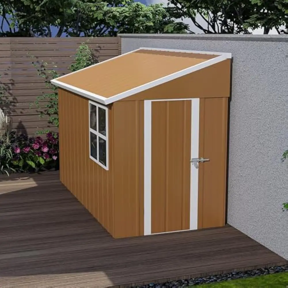 

8x4 FT Metal Heavy-Duty Storage Shed w/ Windows and Sliding Lockable Door, Outdoor Waterproof Large Shed W/Sloped Roof & Vents