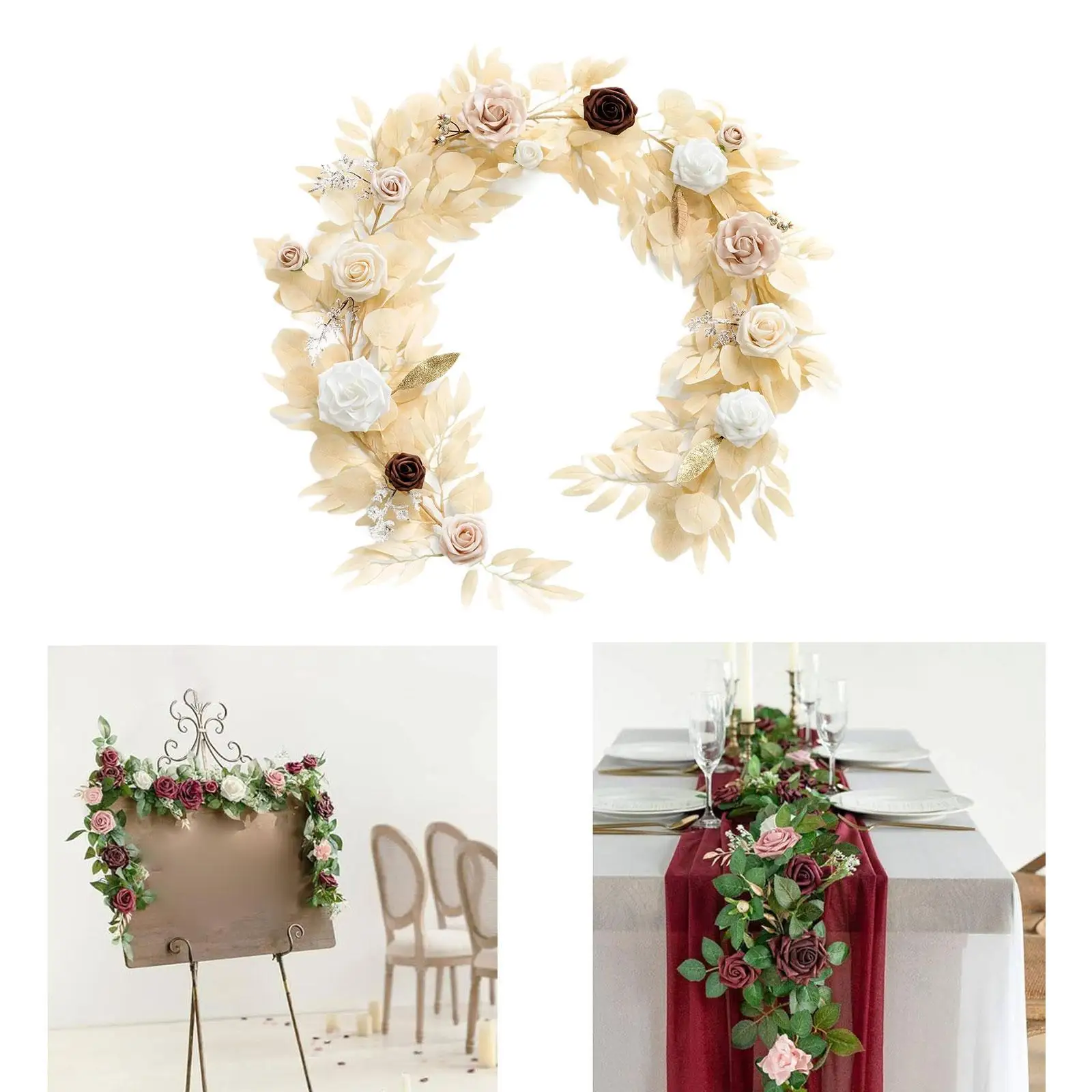 Artificial Rose Vine Garland Floral Arch for Backdrop Entryway Ceremony