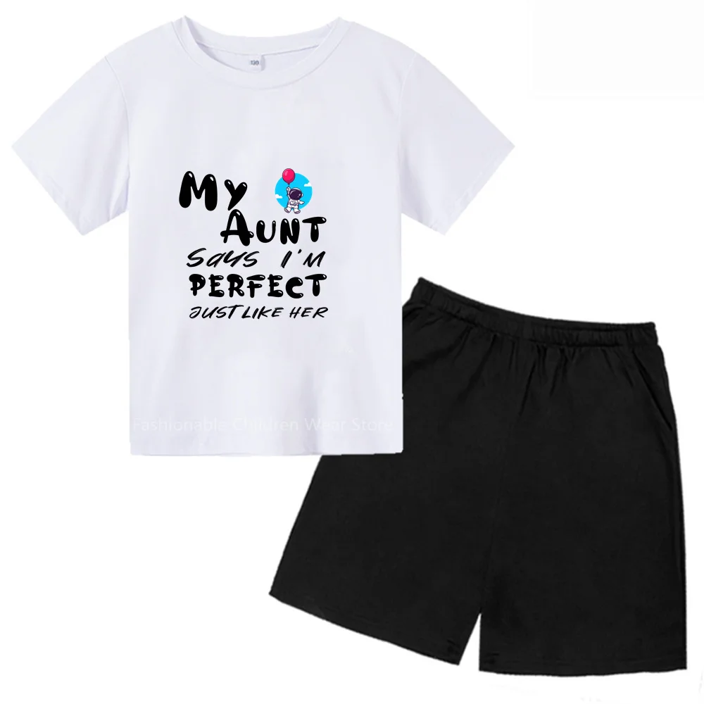 

Disney Trendy Alphabet Printed Short Sleeve + Shorts Set Children's Summer Cotton Wear Boy Girl Casual Outing Korean Look