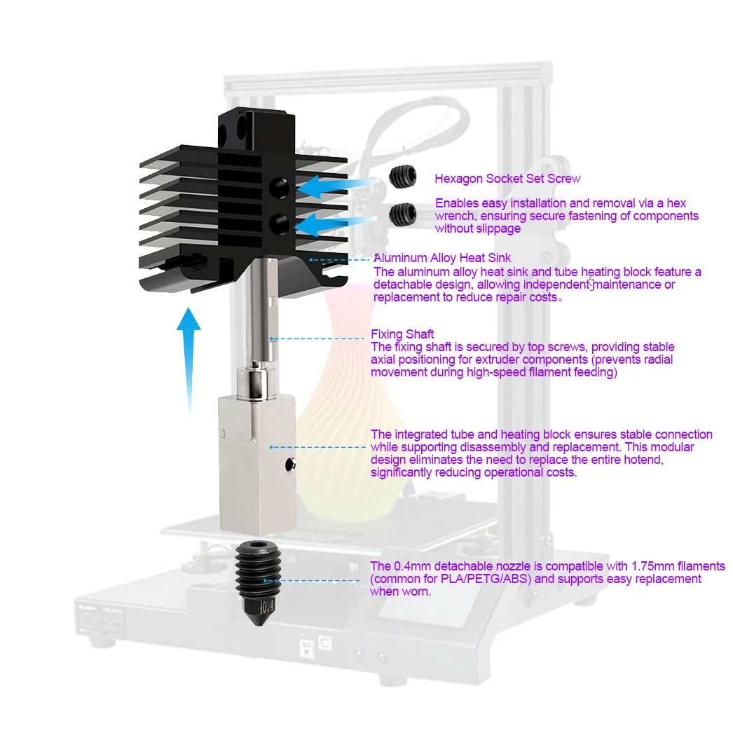 لسلسلة Bambu Lab X1/P1P طارد الطابعة ثلاثية الأبعاد Hotend - فوهة من الفولاذ والنحاس المقسى، مكون بدرجة حرارة عالية، قطع غيار