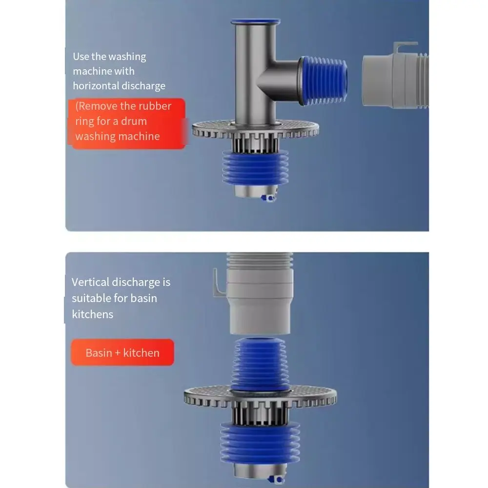 

Многофункциональный адаптер для напольного слива, тройник, фильтр для слива, соединитель для раковины, универсальный соединитель для труб, уплотнительное кольцо от запаха
