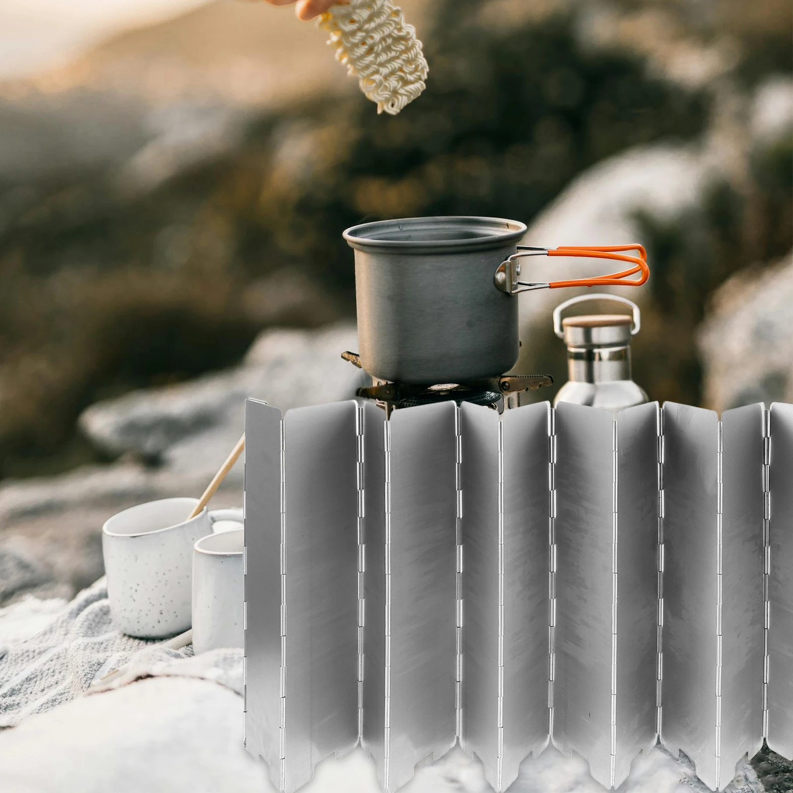 

1 set 1 Set 12-Plate Aluminum Alloy Folding Camping Stove Windshield Lightweight Portable Windscreen For Outdoor Cooking Wind