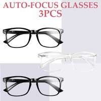 3pcs VOPHA  Auto-Focus Reading Glasses - Lightweight PC Frame, Unisex Design | Ideal for Computer Use & Perfect Gift Choice
