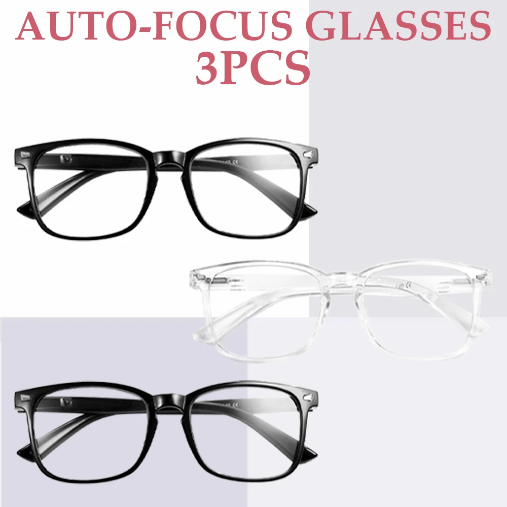 1/2/3/4/5 Pack Auto-Focus Reading Glasses Lightweight PC Frame, Unisex Design | Ideal for Computer Use & Perfect Gift Choice