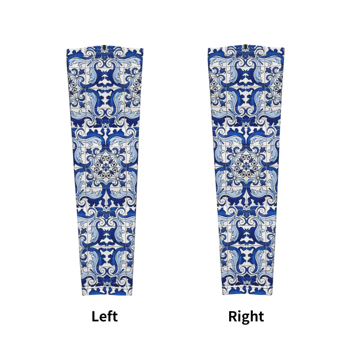 العتيقة الكلاسيكية لشبونة الأزرق Azulejo بلاط الأزهار في الهواء الطلق أكمام أذرع تبريد الشمس الأشعة فوق البنفسجية غطاء للحماية الصيف الدراجات أكمام الوشم