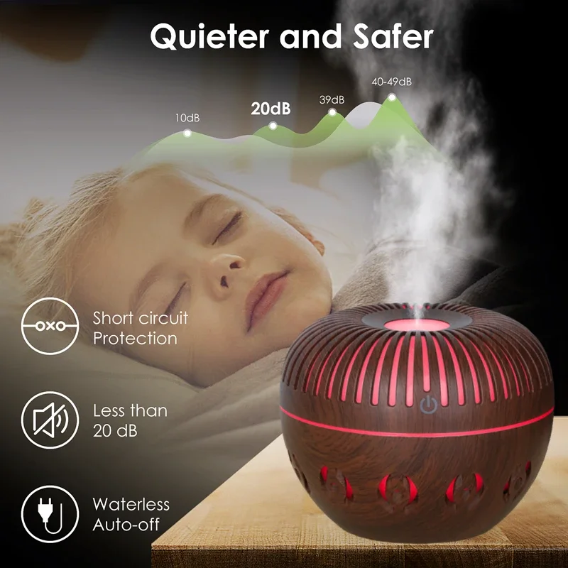 Elettrodomestici 130ML scava fuori legno Grian aromaterapia USB umidificatore ultrasuoni nebbia fredda Aroma diffusore di olio essenziale