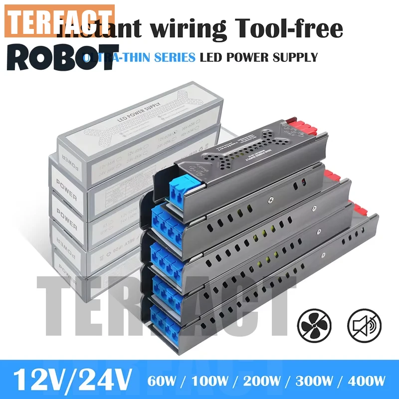 DC 12V 24V Power Supply 60W 100W 200W AC 110V-250V to 300W 400W Thin Lighting Transformers CCTV/LED Strip Adapter Driver TERFACT