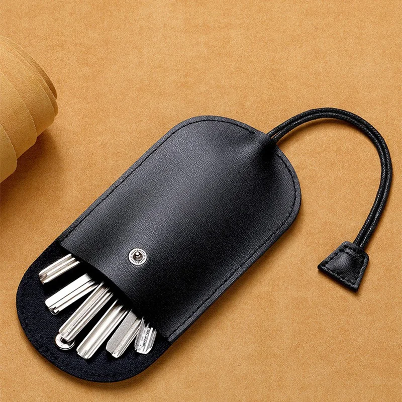 PU Leather Minimalist Vintage Snap-button Key Case, Convenient Storage Key Organizer & Protector
