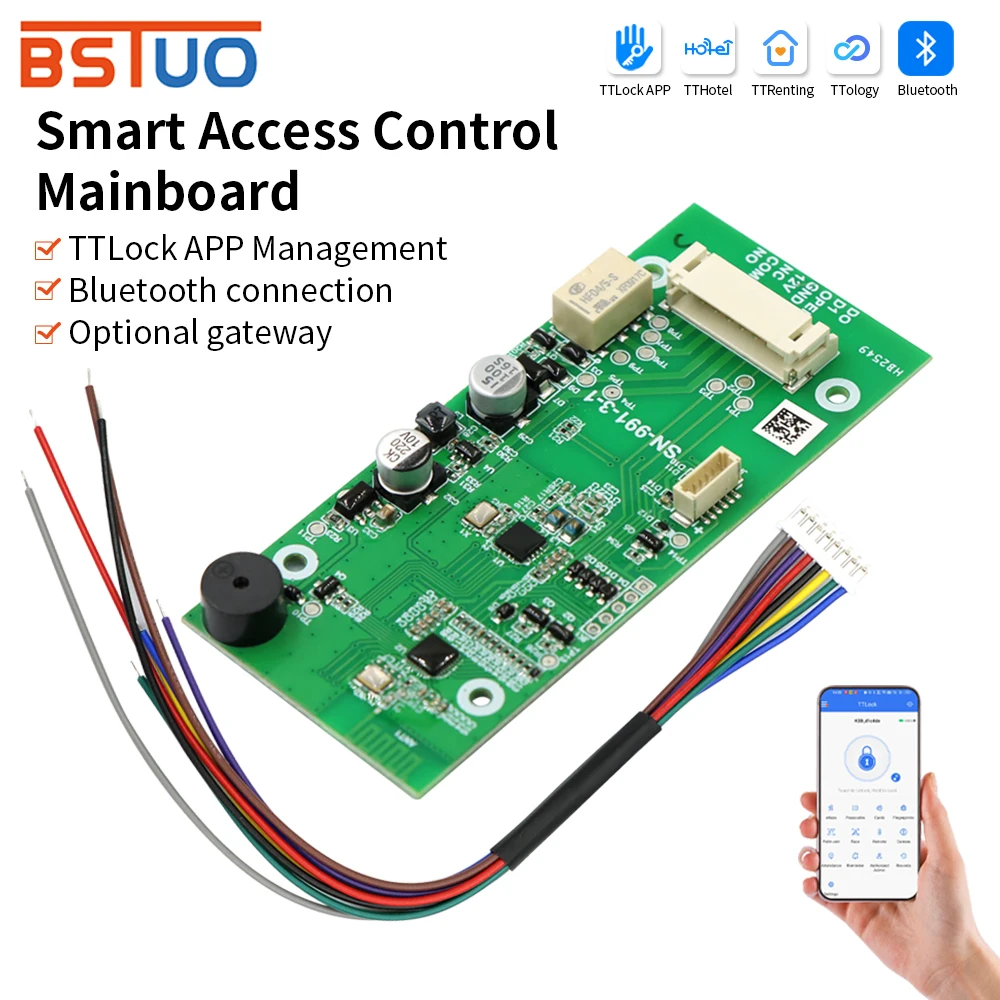 Smart Access Control Mainboard Wiring Guide with TTLock App  Bluetooth Gateway Option and Full Pinout for Lock Reader Exit Butto