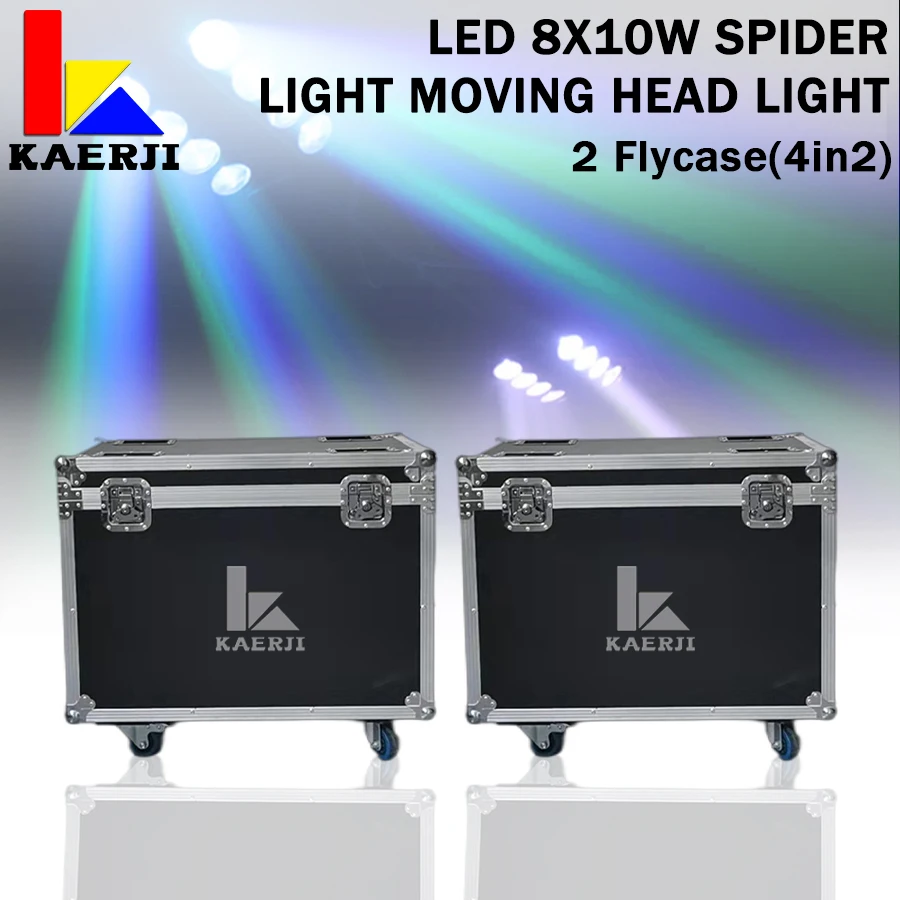 

2Pcs 2In1 Flight Cases For 8x10W RGBW Led Spider Light Moving Head DMX Beam Moving Head Light Led for Event Show DJ Wedding