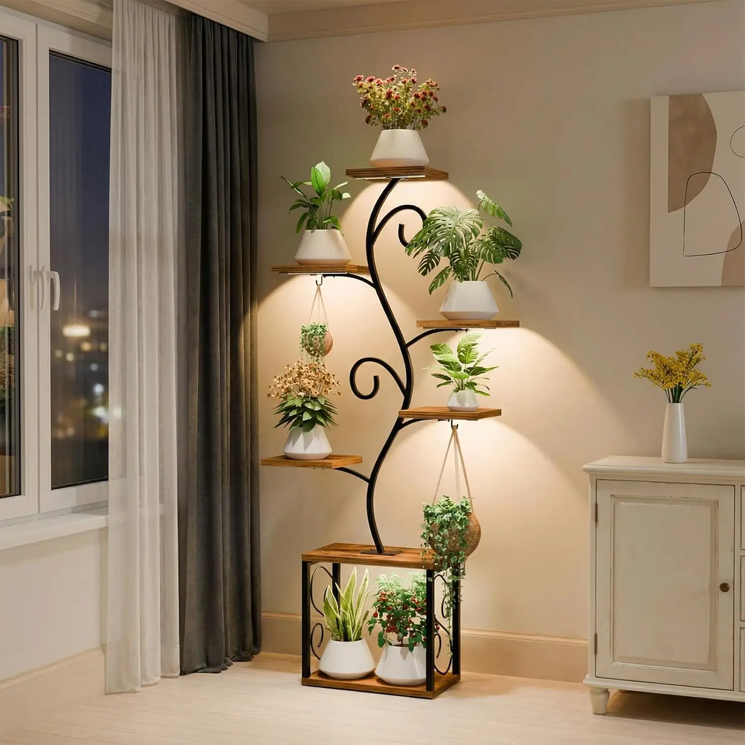 

64" Indoor Plant Stand with Grow Lights, 7-Tier Shelf for Plants, Adjustable Brightness & Timer, 3 Light Modes