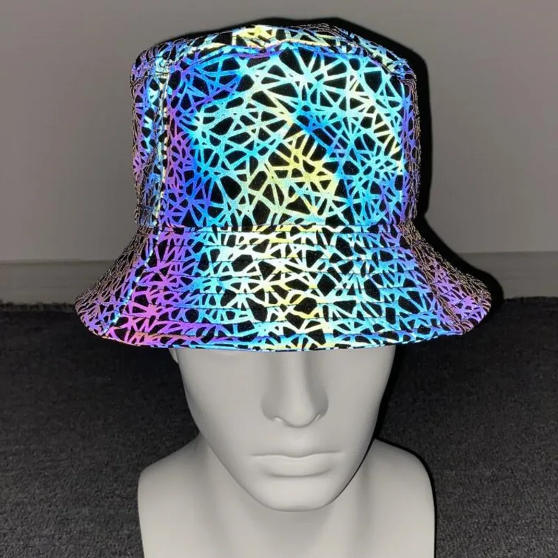 HKSH New Colorful Pattern Reflective Fisherman's Hat Men's And Women's Outdoor Leisure Sunscreen Hats Streetwear Sunshade HK2286